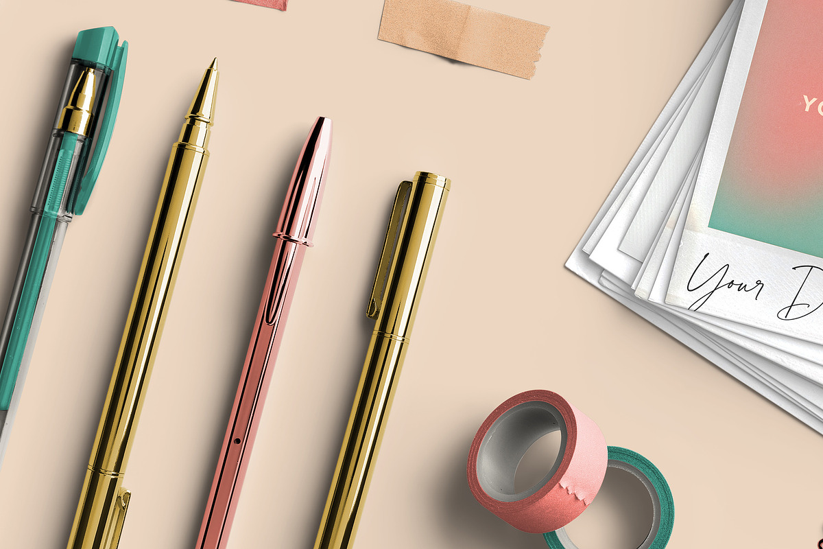 Marina Pens and Washi Pack, an Advertising Mockup by Custom Scene (Photo 3 of 10)
