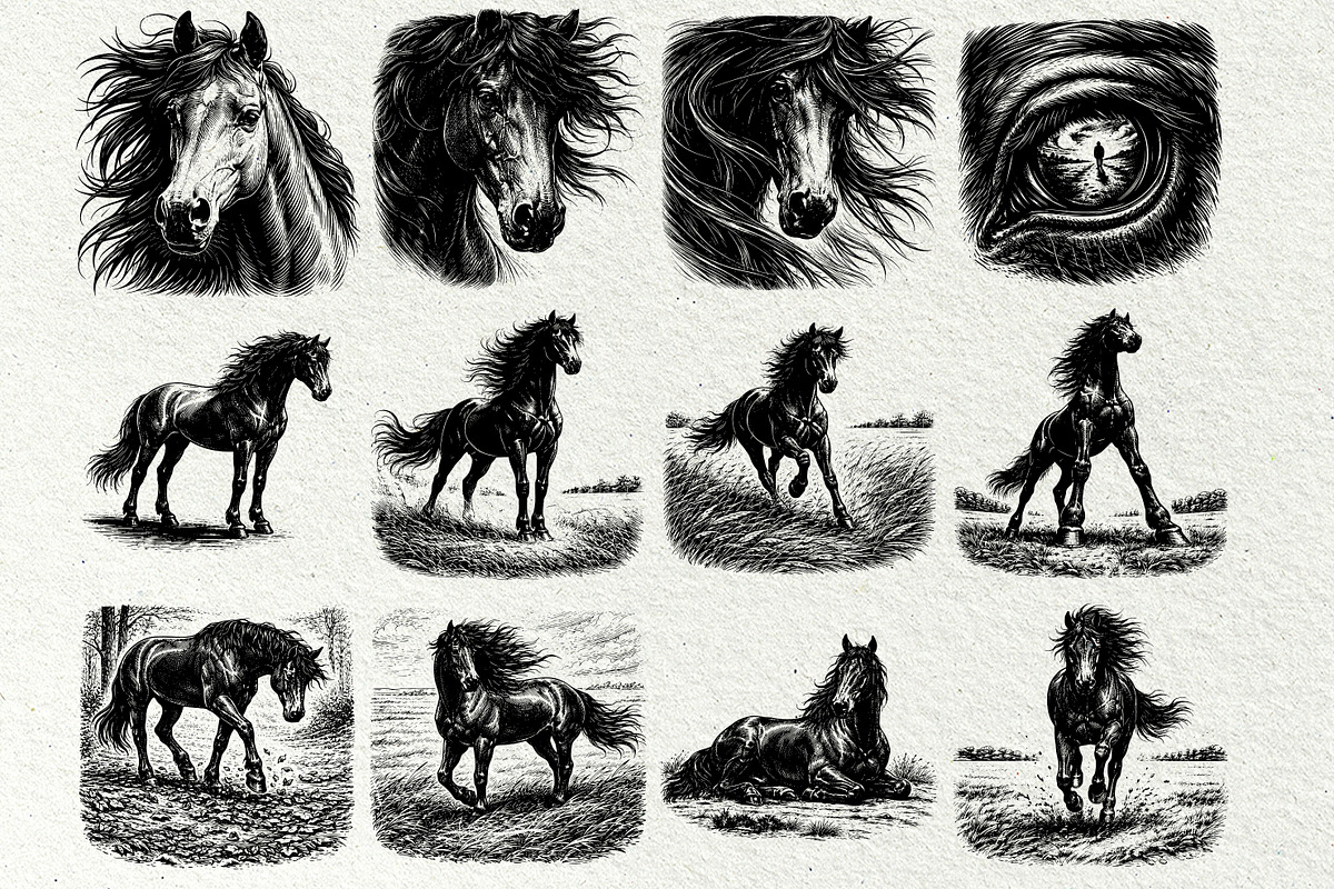 Wild Horse SVG Graphics Bundle, an Animal Illustration by DENIDigitalArtSudio (Photo 2 of 8)