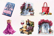 Pink Summer Santorini Travel Clipart, an Illustration by CreationArt (Thumbnail 9 of 9)
