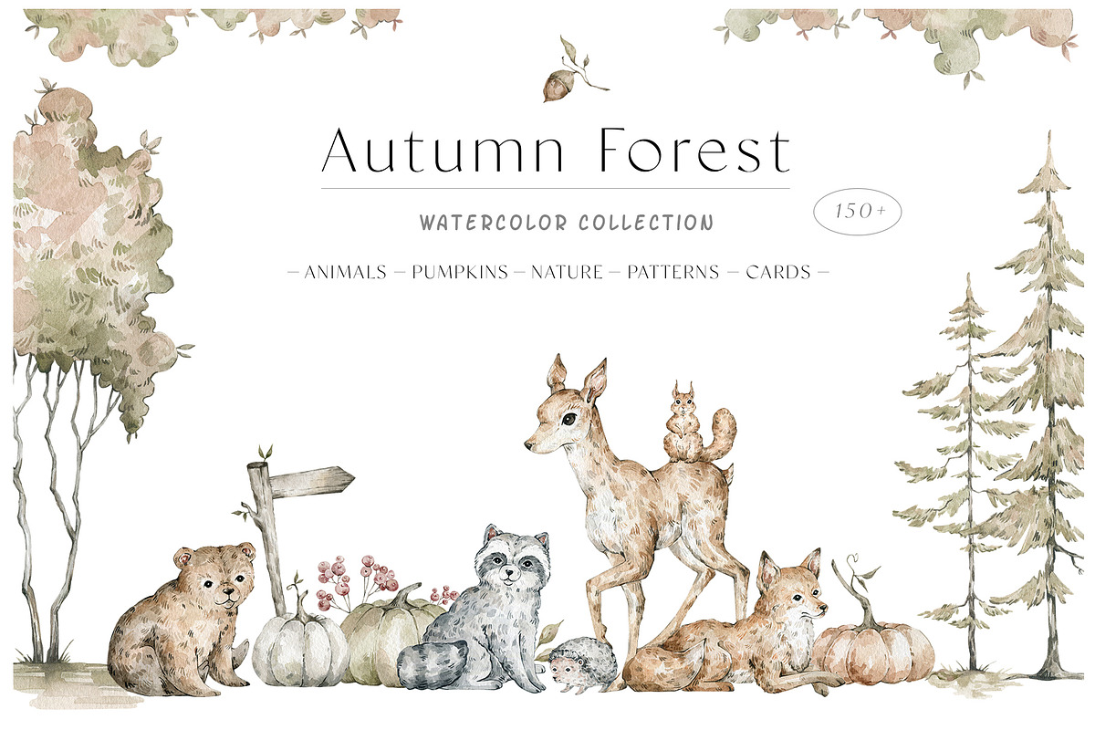 Autumn Forest. Watercolor animals, an Animal Illustration by Kreker Kate (Photo 1 of 9)