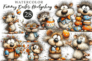Funny Easter Hedgehog Clipart, an Illustration by OK Design