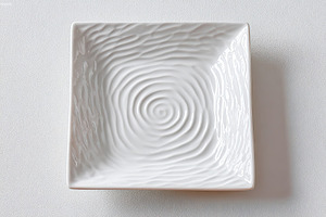Square ceramic plate with textured matte design suitable for modern dining deco, a Food & Drink Photo by AlyaAnd