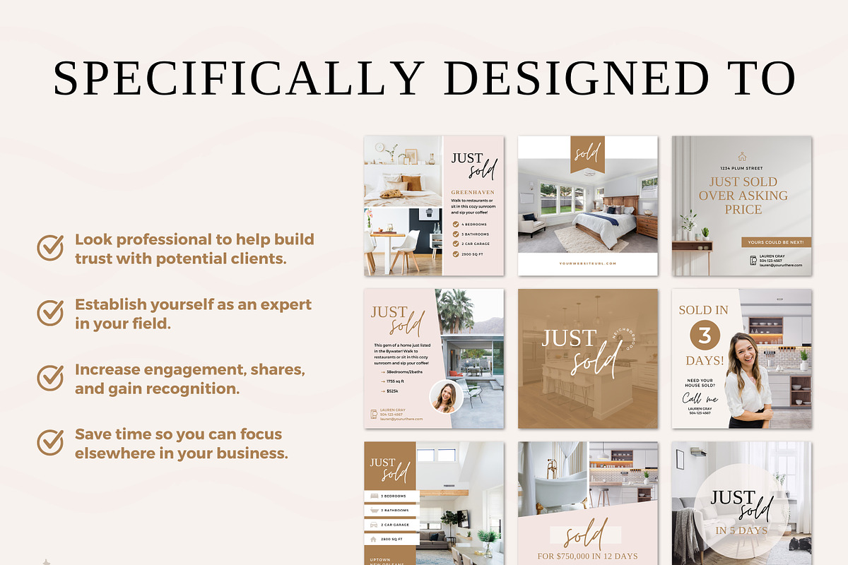 Just Sold Realtor Instagram Posts, a Social Media Template by Ciera Design Templates (Photo 3 of 5)