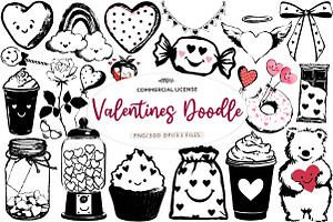 hand drawn valentines day doodle cli, an Illustration by CreationArt
