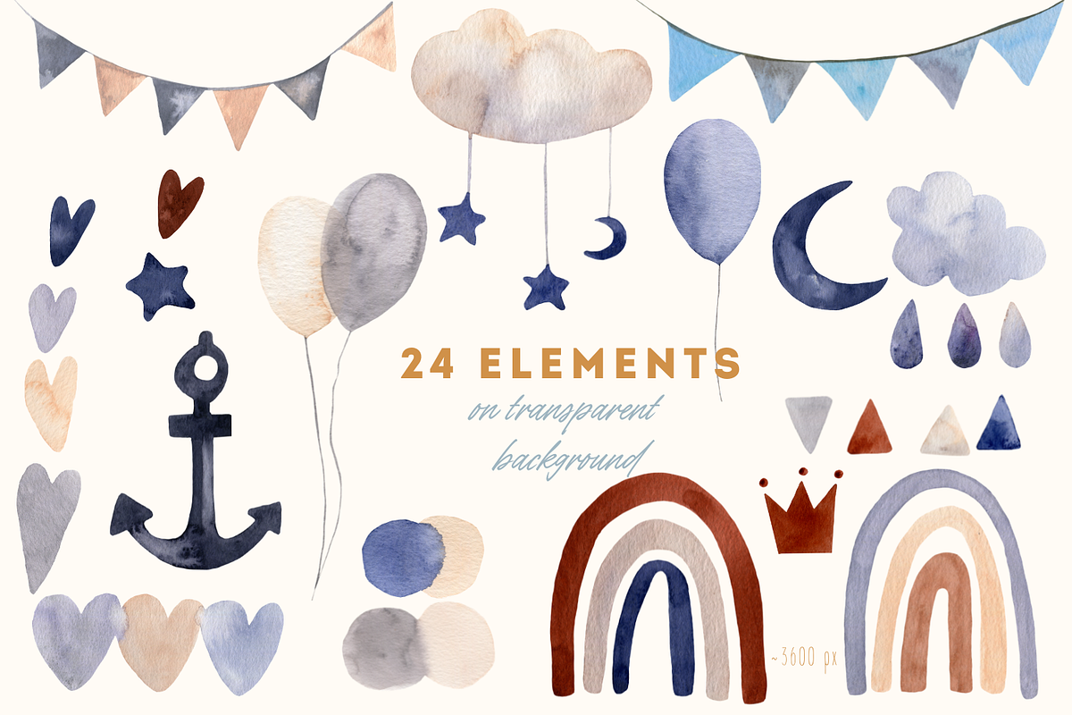 Nursery watercolor clipart, an Animal Illustration by Artcard Watercolor (Photo 8 of 25)