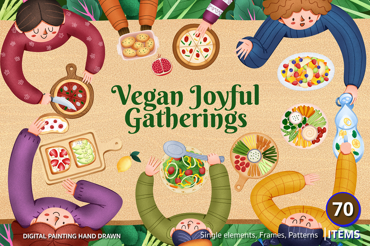 Vegan Joyful Gathering Digital Paint, a Food Illustration by CreativeValuation (Photo 1 of 11)