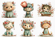 Whimsical Spring Cat Clipart PNG, an Illustration by Craft Nest (Thumbnail 5 of 12)