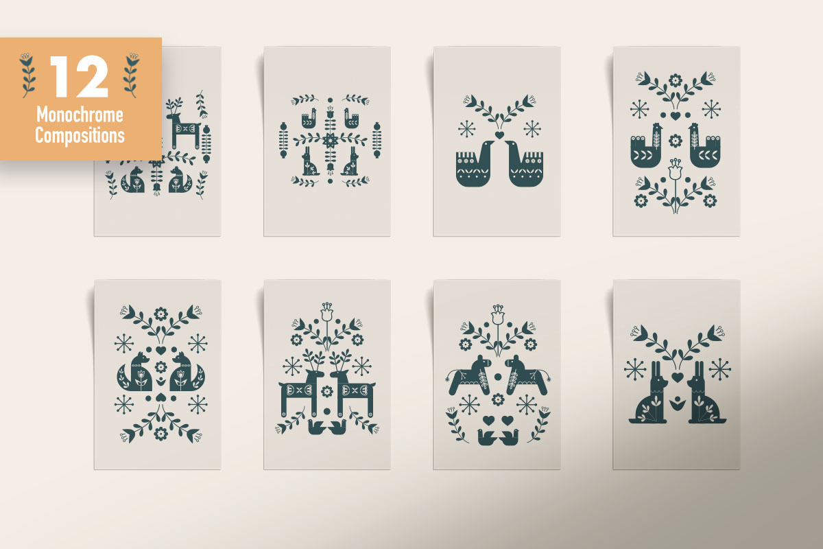 Scandi Folk Art Bundle, an Animal Illustration by Pattern.Culture (Photo 8 of 12)