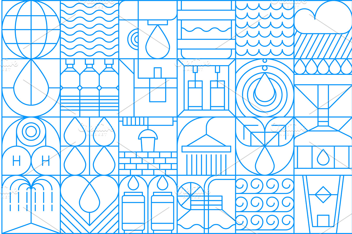 Abstract water geometric pattern, a Food Illustration by Vector Tradition