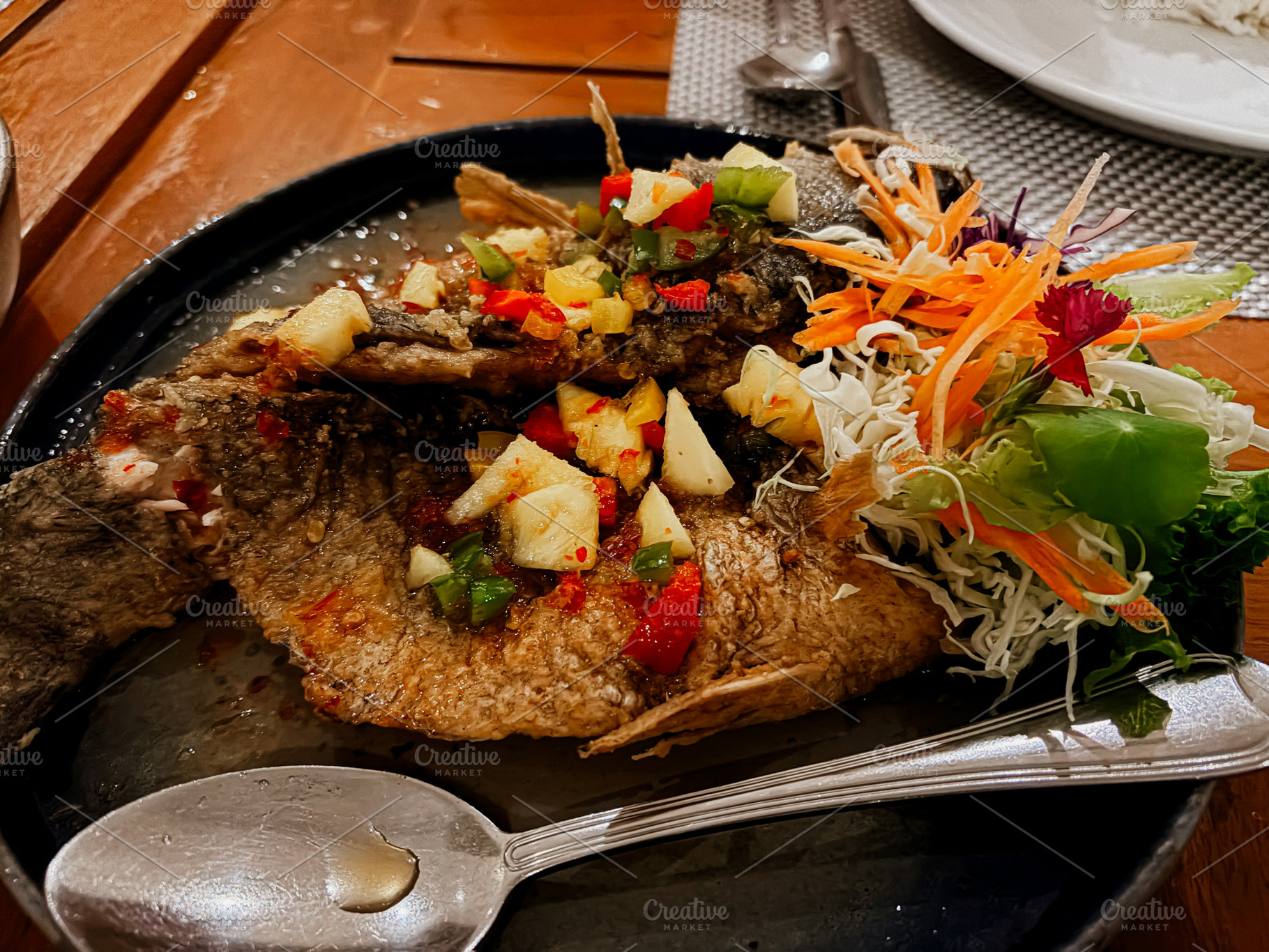 Fried fish with chili sauce, a Food & Drink Photo by AMMi