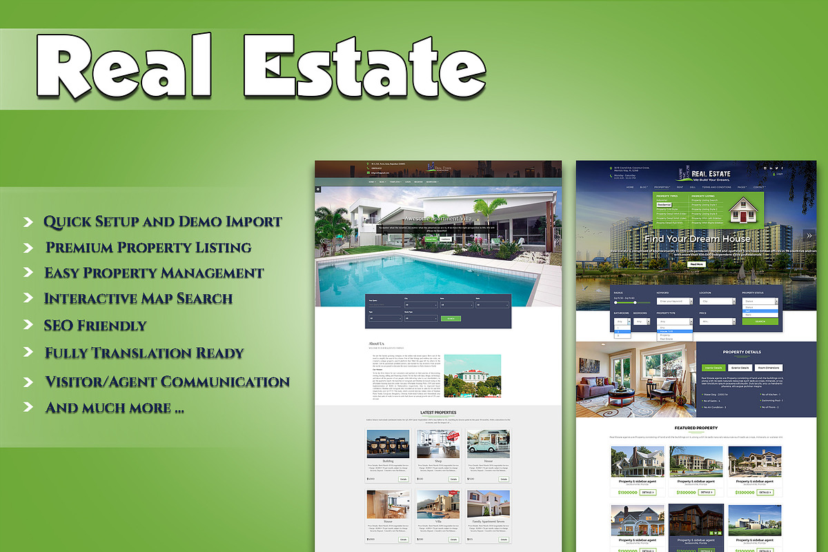 Real Estate WordPress Theme, a WordPress Template by Weblizar Themes & Plugin (Photo 2 of 2)