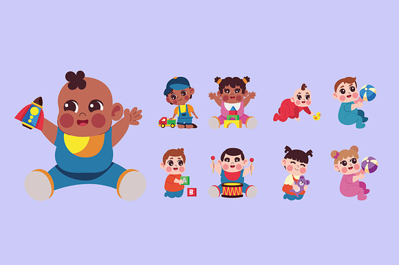 Cute Baby Characters Playing Set preview 2
