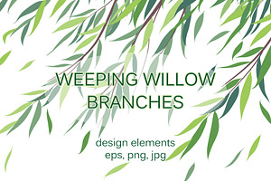 Weeping Willow Branches, a Decorative Illustration by Valentyna Smordova