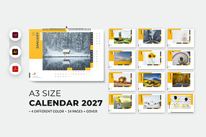 A3 Landscape Calendar 2027 Template