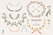 Wreaths laurels ribbons folk flowers, a Decorative Illustration by GrafikBoutique (Thumbnail 2 of 2)