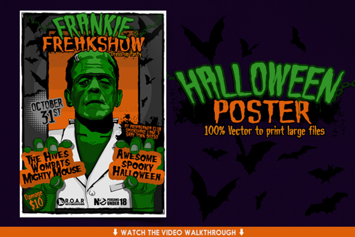 Halloween Flyer & HUGE Vector Poster, a Flyer Template by CANofART by TheAlikA (Photo 1 of 3)
