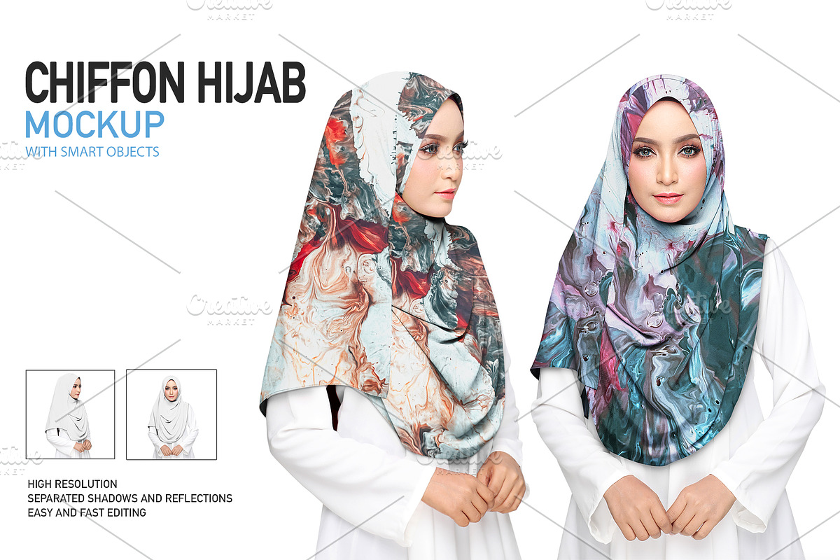 CHIFFON HIJAB MOCKUP SET, a Mockup by Moonlight Creative (Photo 1 of 6)