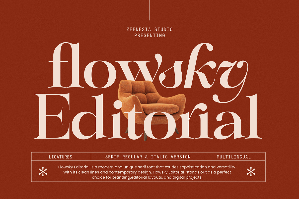 Flowsky Editorial, a Serif Font by zeenesia (Photo 1 of 17)