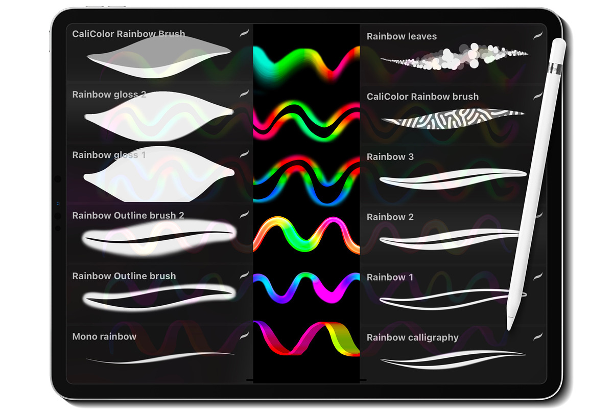 Rainbow Procreate brushes, a Brush Add-On by PDknyStudio
