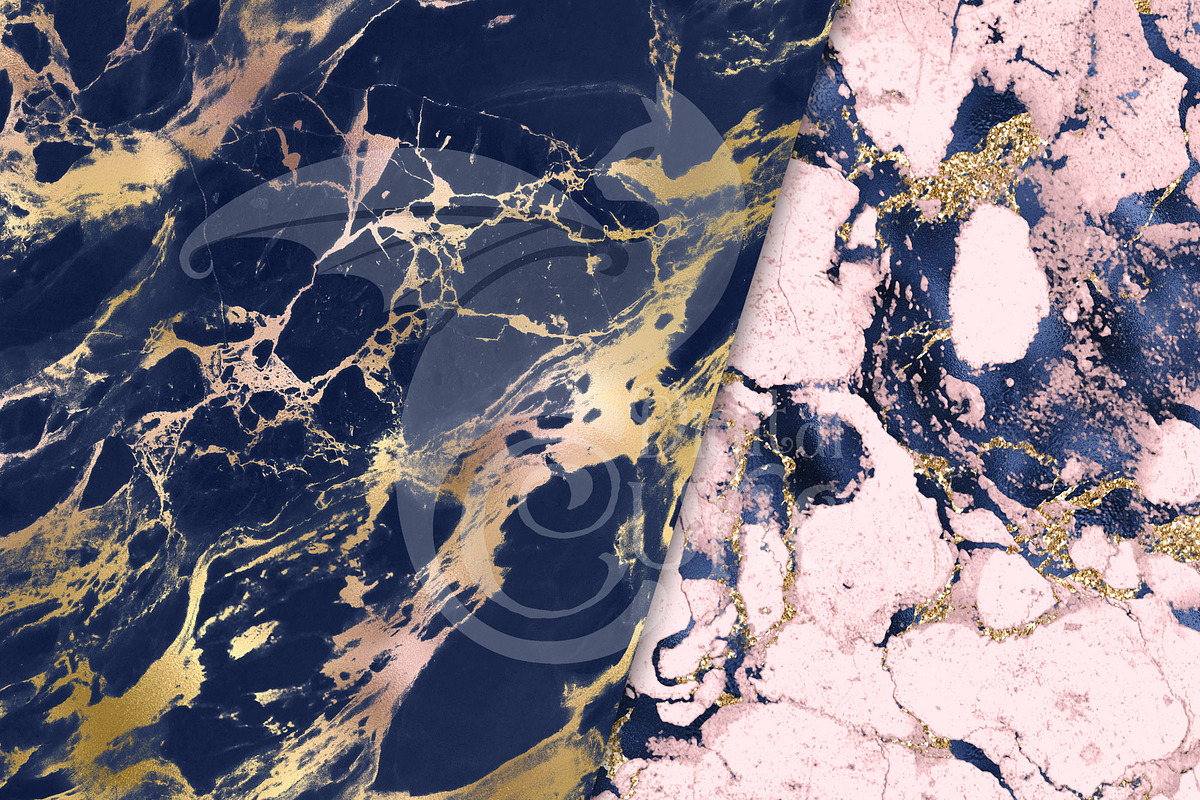 Blush and Navy Marble Digital Paper, a Texture Graphic by Digital Curio (Photo 3 of 4)