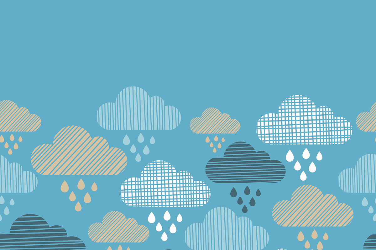 Clouds and rain drops., a Pattern Graphic by Shop seamless patterns