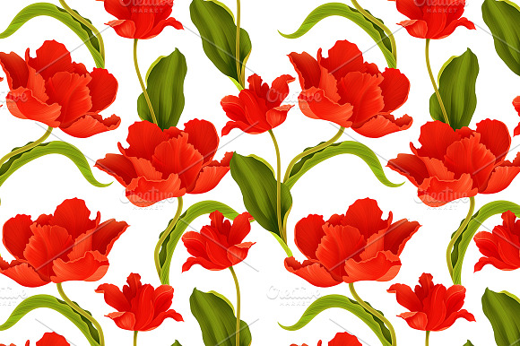Seamless Pattern With Tulip Flower