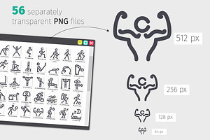 Fitness Line Icons Set