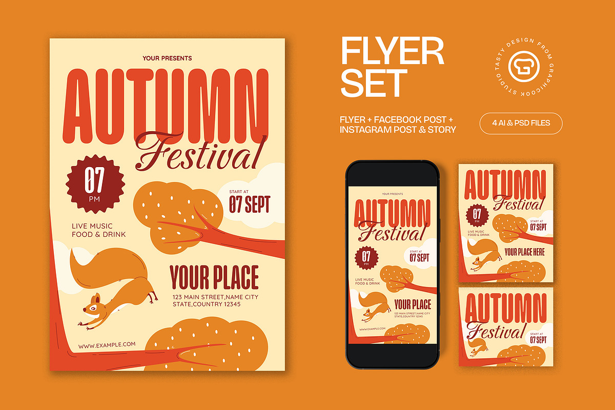 Orange Autumn Festival Flyer Set