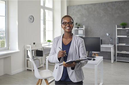 Portrait of happy successful black, a Business Photo by StudioRomantic