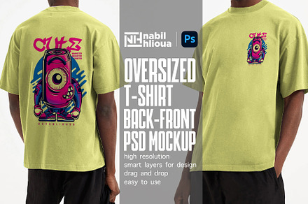 BACK FRONT oversize shirt PSD Mockup, a Shirt Mockup by NH graphic