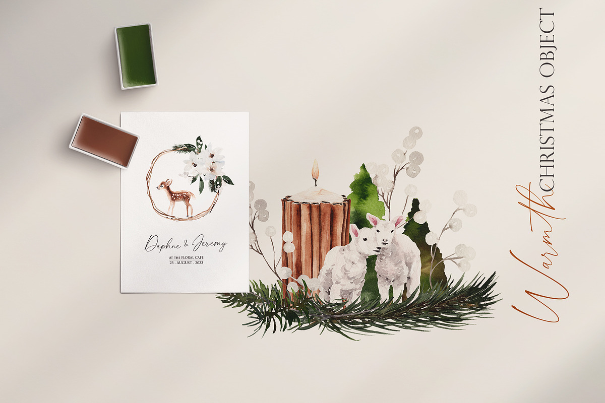 Watercolor clipart -Warmth Christmas, an Illustration by Beigetime (Photo 2 of 9)