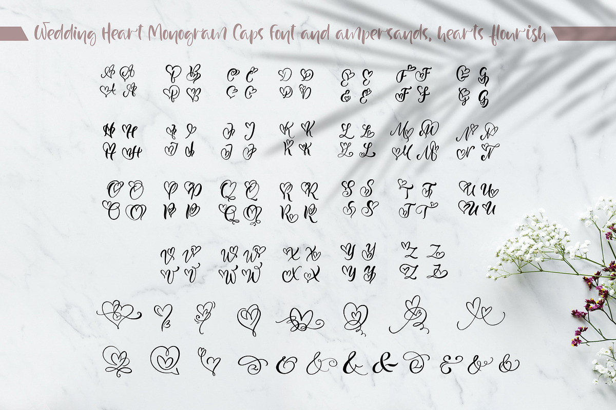Wedding Heart Monogram Font preview 3
