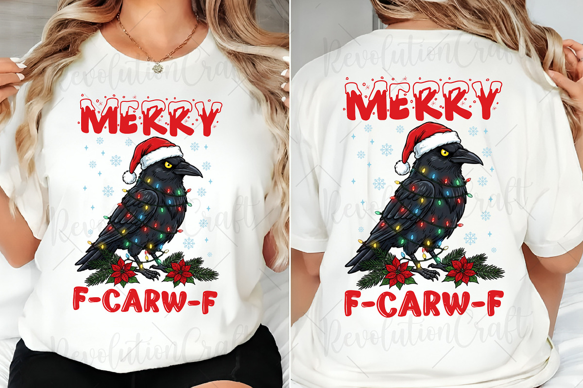 Merry Christmas Vintage F-Crow PNG, an Illustration by OK Design (Photo 2 of 4)