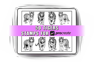 50 Tigers Procreate Stamps Brushes