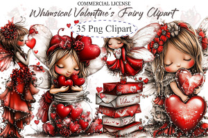 Whimsical Valentine's Fairy Clipart, an Illustration by designcity5