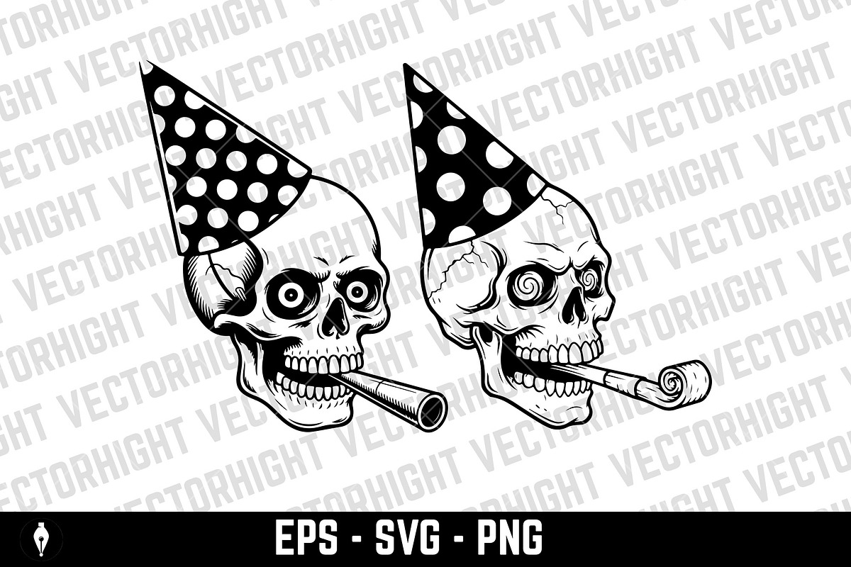 Festive skull mascot, a Person Illustration by Vectorhight (Photo 3 of 3)