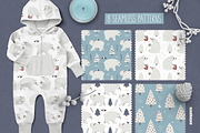 Winter Polar Bear Clipart & Patterns, a Seasonal Illustration by Ejevyaka (Thumbnail 4 of 10)