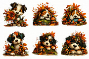 Whimsical Autumn Fall Dog Clipart, a Seasonal Illustration by Designworld (Thumbnail 2 of 9)
