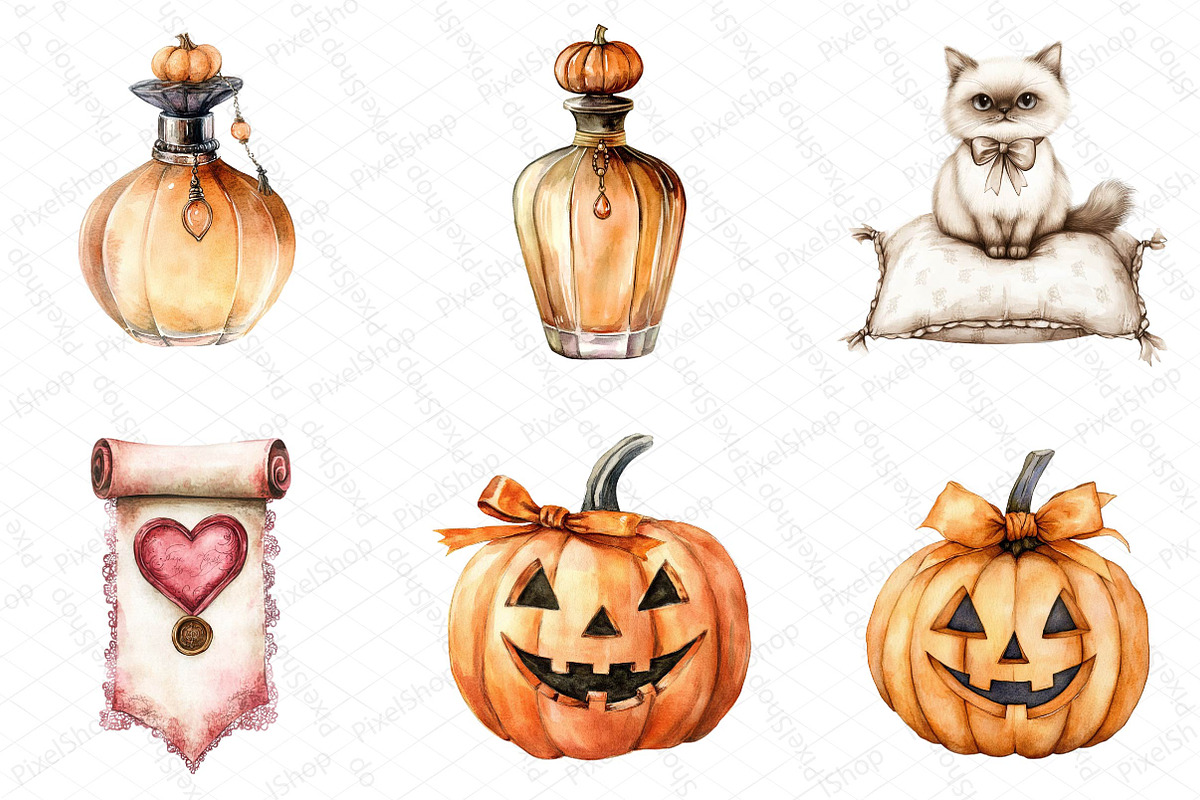 Sepia Coquette Halloween Clipart, an Illustration by DreamPrint404 (Photo 4 of 5)