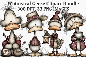 Whimsical Geese Clipart Bundle, an Illustration by Canvas Craft