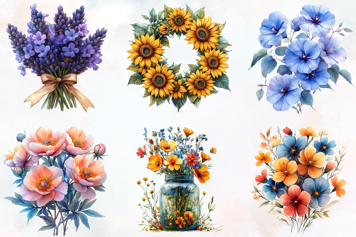 Summer Flowers Clipart, an Illustration by RobertsArt (Photo 3 of 7)