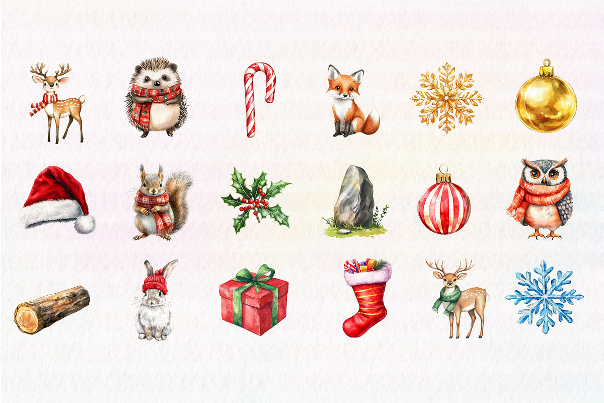 Woodland Christmas Clipart, an Illustration by CreationArt (Photo 4 of 4)