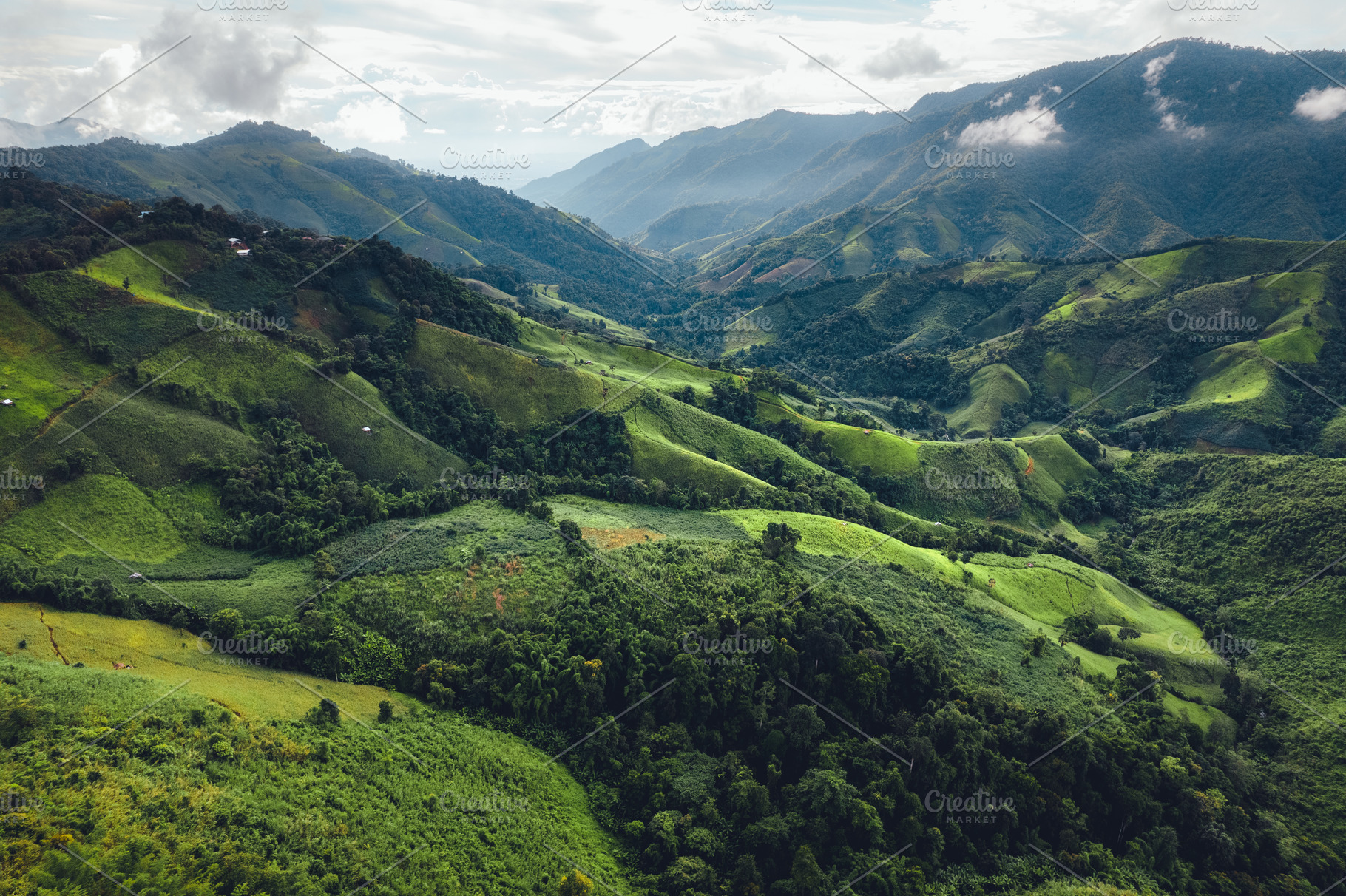 Green mountain valley nan thailand,green mountain fields with bl, a Nature Photo by Art Rachen