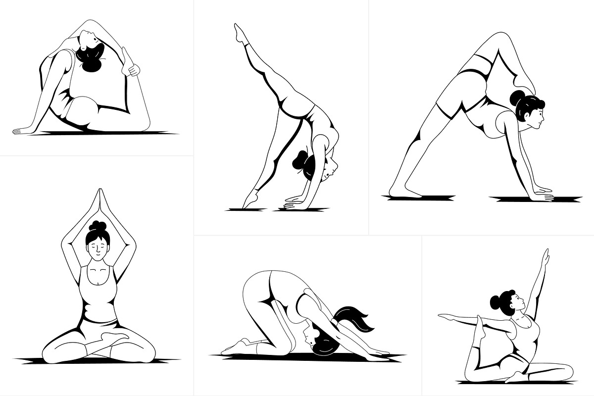 Bundle of Yoga Poses Illustration, a Sport Illustration by Creative Stall (Photo 5 of 12)