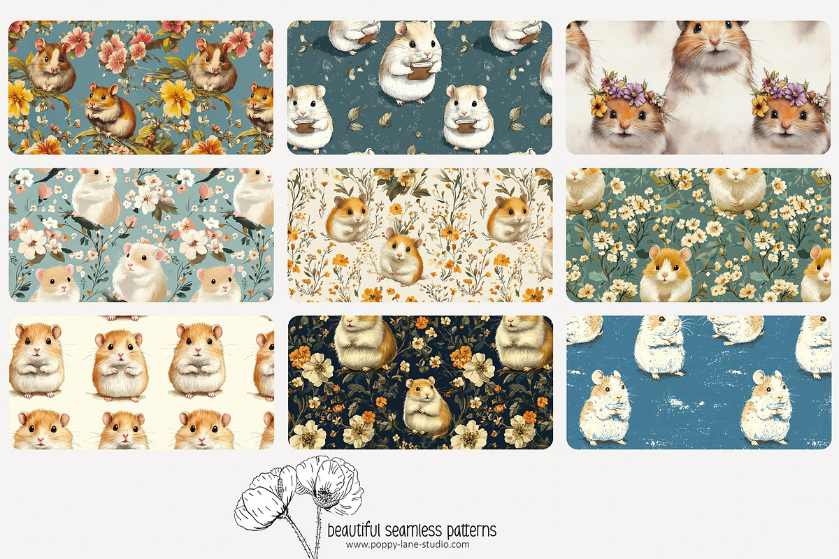 80 hamster seamless pattern, a Pattern Graphic by Poppy Lane Studio