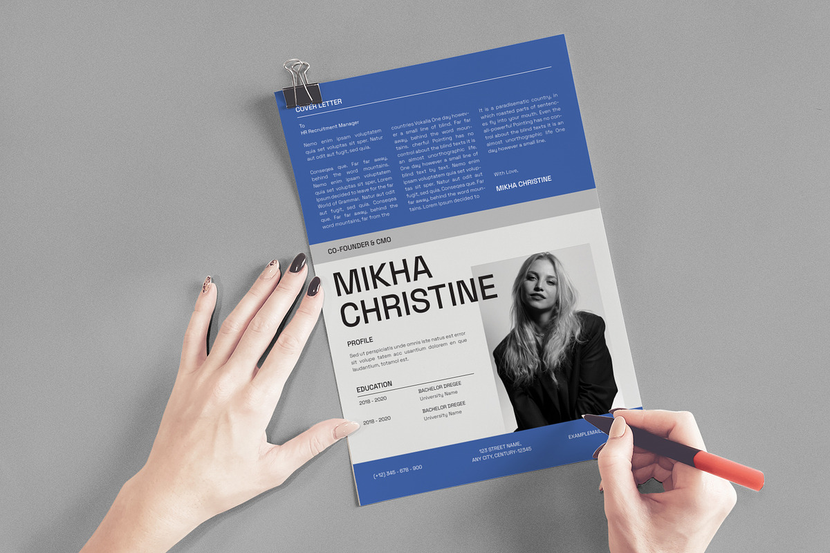 Blue Simple CV Resume Pack, a Resume Template by Neermana (Photo 3 of 4)