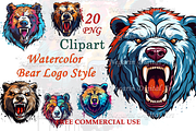 Watercolor Bear Logo Style, an Object Graphic by Negarin Digital Art (Thumbnail 1 of 9)