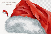 Watercolor Santa Hat Clipart, a Seasonal Illustration by BarvArt (Thumbnail 4 of 4)
