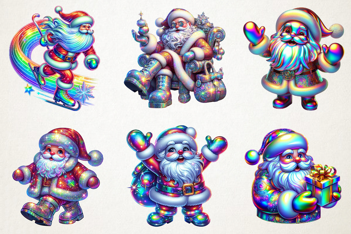 Iridescent Christmas Santa Clipart, an Illustration by RobertsArt (Photo 2 of 7)