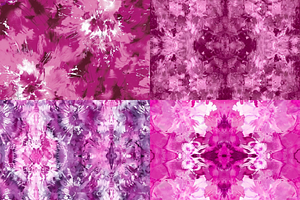 Magenta Tye-Dye Seamless Patterns